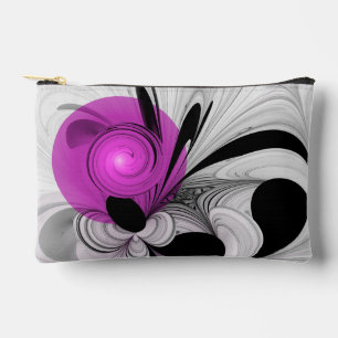 Abstract Black Grey With Magenta Fractal Art Accessory Pouch