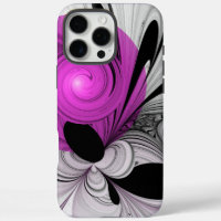 Abstract Black Grey With Magenta Fractal Art
