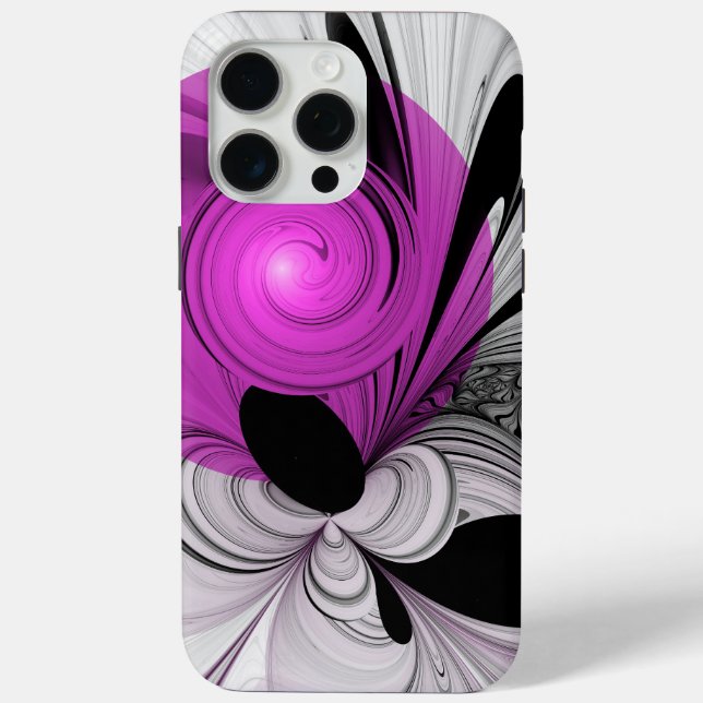 Abstract Black Grey With Magenta Fractal Art Case-Mate iPhone Case (Back)