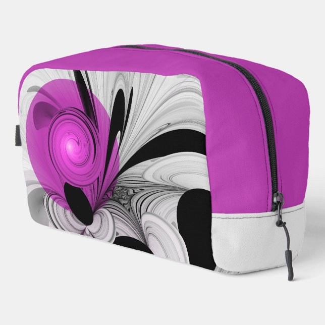 Abstract Black Grey With Magenta Fractal Art Dopp Kit (Right Corner)