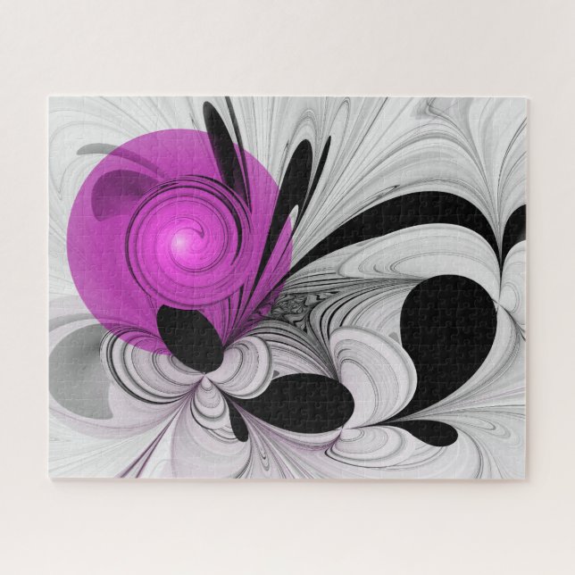 Abstract Black Grey With Magenta Fractal Art Jigsaw Puzzle (Horizontal)