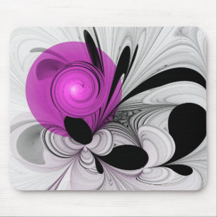 Abstract Black Grey With Magenta Fractal Art Mouse Mat
