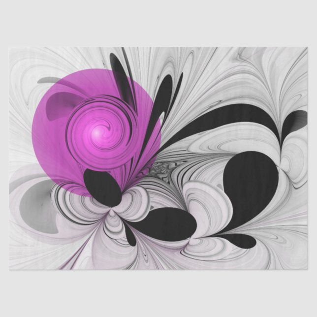 Abstract Black Grey With Magenta Fractal Art Tissue Paper (Front)