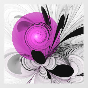 Abstract Black Grey With Magenta Fractal Art Window Cling