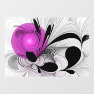 Abstract Black Grey With Magenta Fractal Art Window Cling