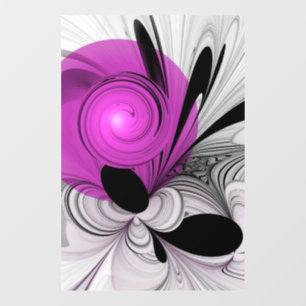 Abstract Black Grey With Magenta Fractal Art Window Cling