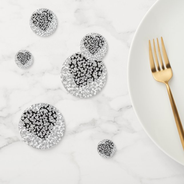 Abstract Black Heart Leaves Doodle Wedding Table C Confetti (Group)