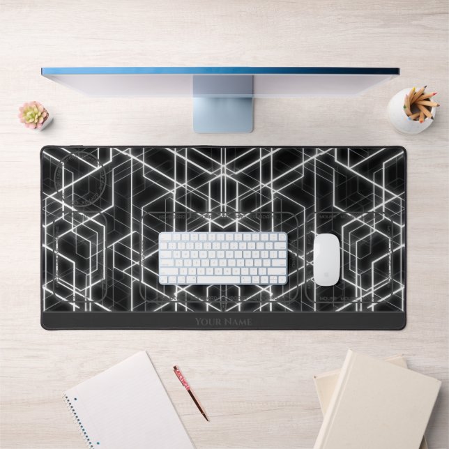 Abstract black hexagonal shapes desk organiser mat (Office 1)