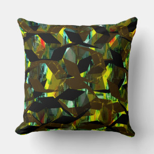Abstract black hexagons on pixelated image cushion