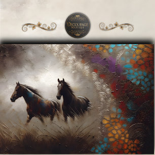 Abstract Black Horses Art Decoupage Tissue Paper