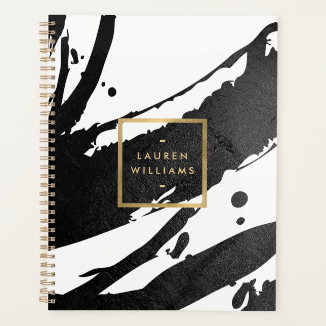 Abstract Black Ink Brushstrokes Appointment Book Planner (Front)