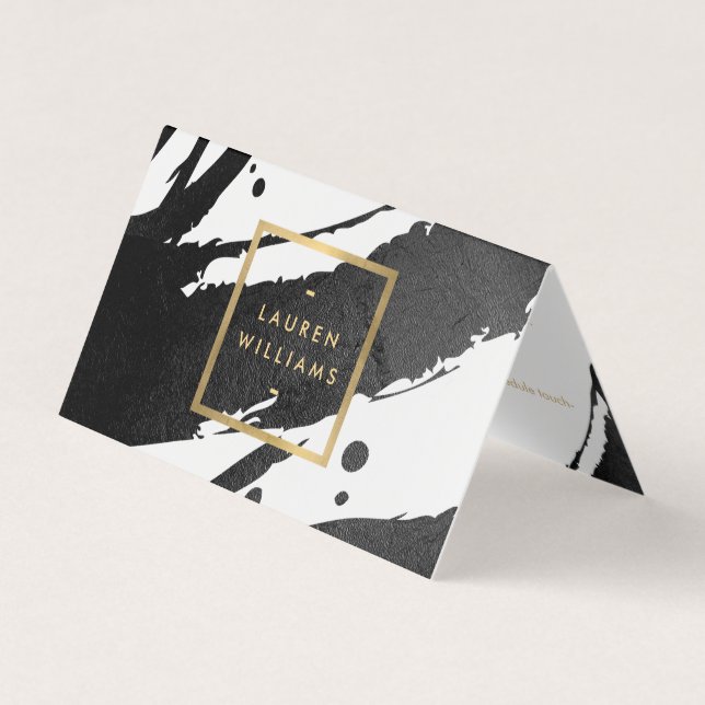 Abstract Black Ink Brushstrokes Business Card (Front)