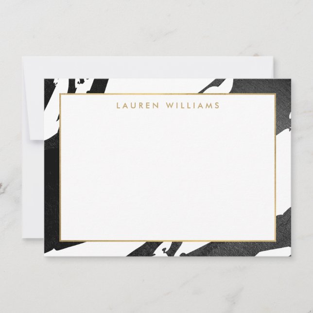Abstract Black Ink Brushstrokes Flat Notecard (Front)