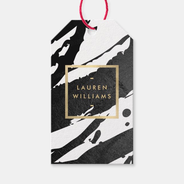 Abstract Black Ink Brushstrokes Gift Tags (Front)