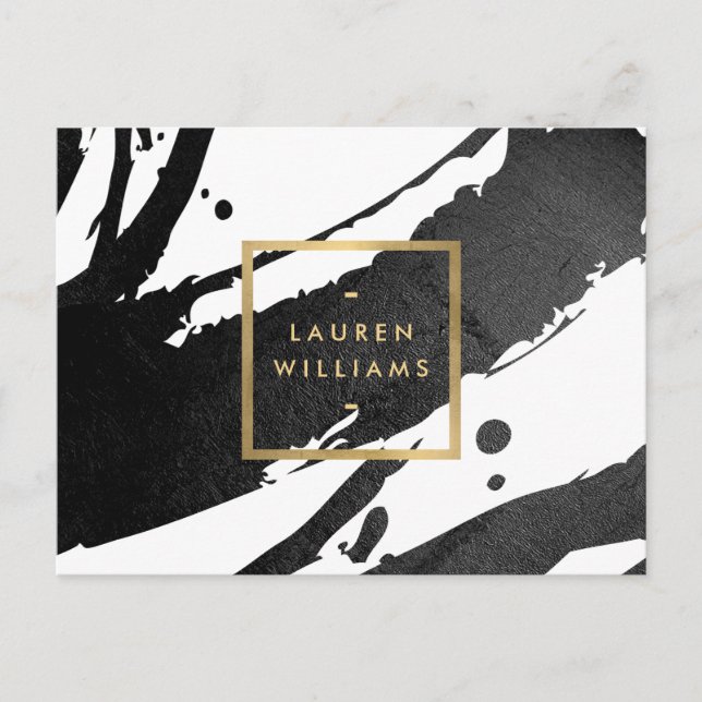 Abstract Black Ink Brushstrokes Postcard (Front)