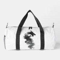 Abstract Black Ink Smoke Dragon Fantasy Duffle Bag