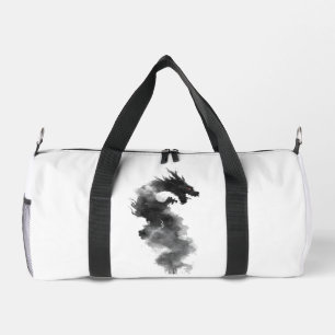 Abstract Black Ink Smoke Dragon Fantasy Duffle Bag