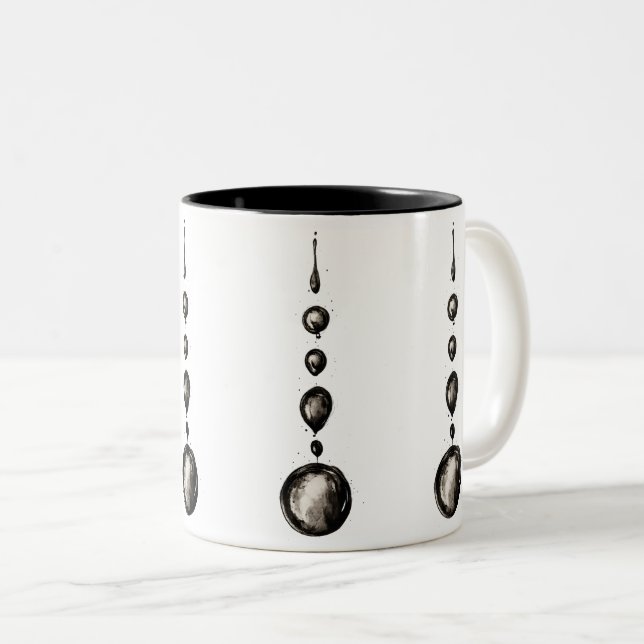 Abstract Black Ink Water Drops in Line Two-Tone Coffee Mug (Front Right)