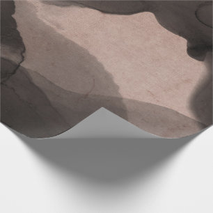 Abstract Black Ivory Creamy Ink Painting Pink Wrapping Paper