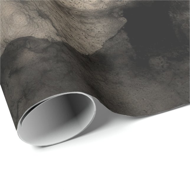 Abstract Black Ivory Creamy Ink Painting Urban Wrapping Paper (Roll Corner)