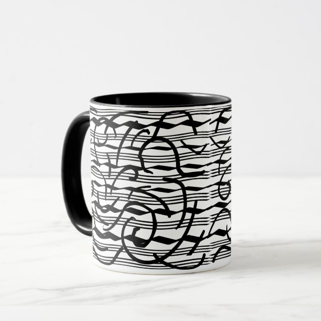 abstract black lines art mug (Front Left)