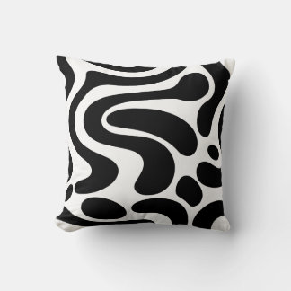 Abstract Black Liquid Shapes Seamless Pattern Cushion