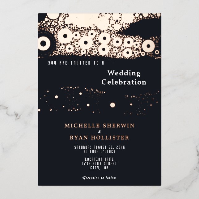 Abstract Black Moody Pattern Rose Gold Wedding  (Front)