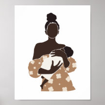 Abstract Black Mother Holding Baby Art