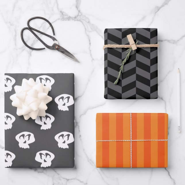 Abstract Black Orange Halloween Gift Wrapping Paper Sheet (Front)