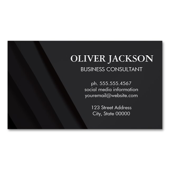 Abstract Black Panels Magnetic Business Card (Front)