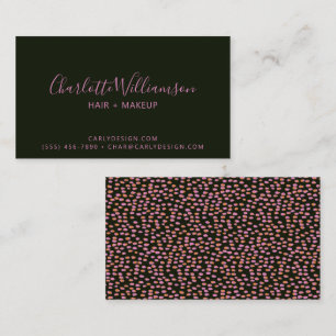 Abstract Black Pink and Orange Dots Business Card
