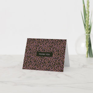 Abstract Black Pink and Orange Dots Modern Thank You Card