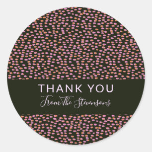 Abstract Black Pink and Orange Dots Personalised   Classic Round Sticker