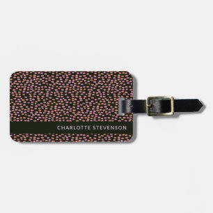 Abstract Black Pink and Orange Dots Personalised   Luggage Tag