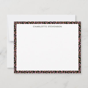 Abstract Black Pink Dots Personalised Stationery Card