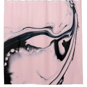 ABSTRACT BLACK PINK PAINT ON PASTEL BACKGROUND SHOWER CURTAIN
