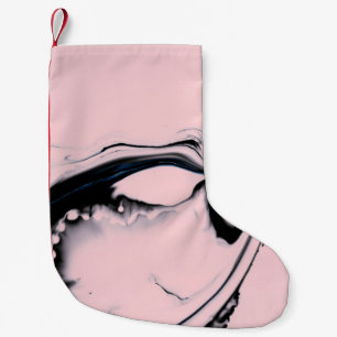 ABSTRACT BLACK PINK PAINT ON PASTEL BACKGROUND SMALL CHRISTMAS STOCKING