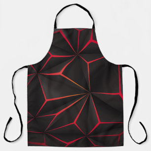 Abstract black polygon red light futuristic techno apron