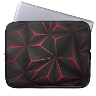 Abstract black polygon red light futuristic techno laptop sleeve