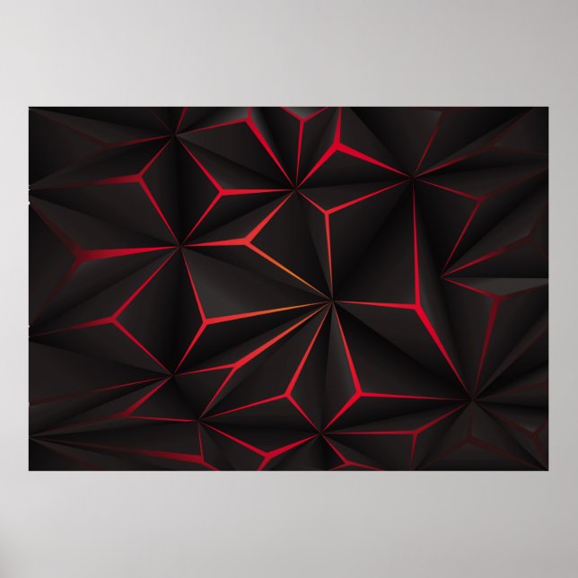 Abstract black polygon red light futuristic techno poster (Front)