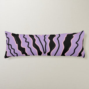 Abstract Black Purple Marble Boho Groovy Pattern Body Cushion