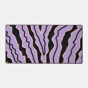 Abstract Black Purple Marble Boho Groovy Pattern Desk Mat