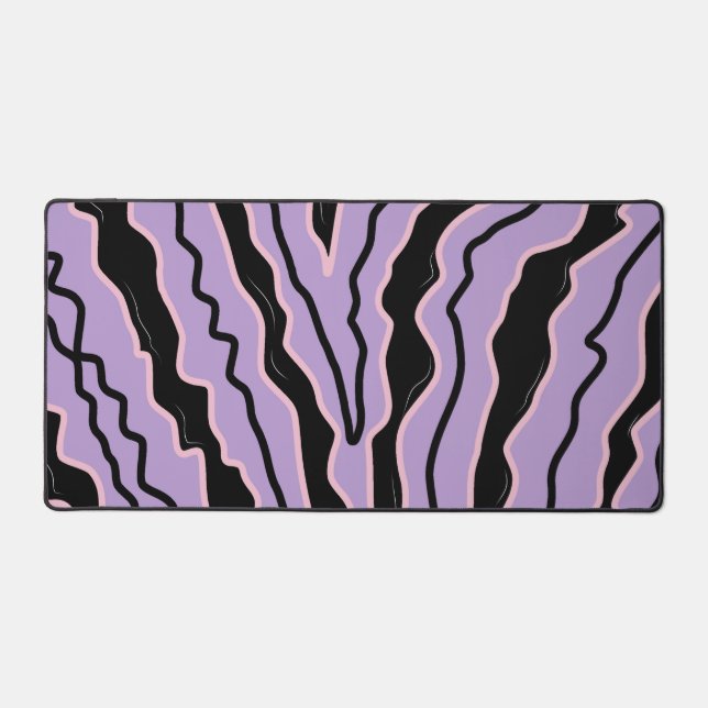 Abstract Black Purple Marble Boho Groovy Pattern Desk Mat (Front)