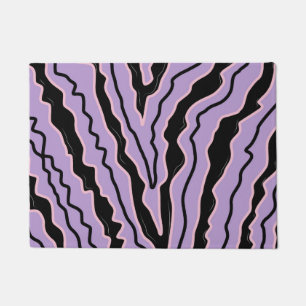 Abstract Black Purple Marble Boho Groovy Pattern Doormat