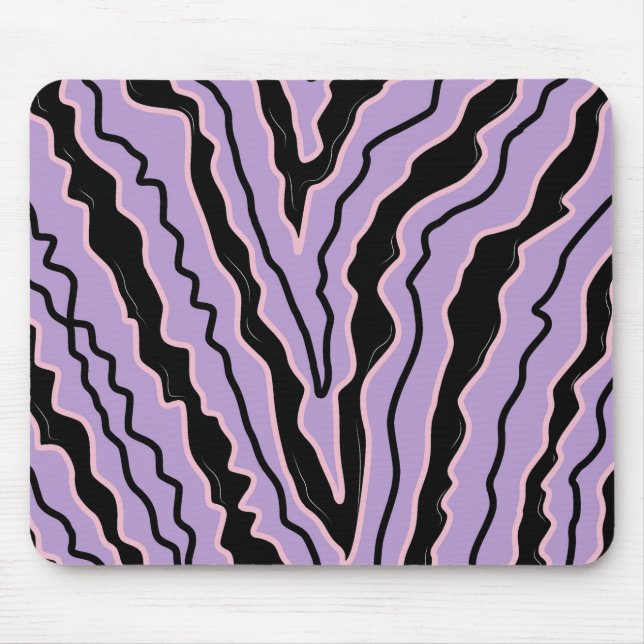Abstract Black Purple Marble Boho Groovy Pattern Mouse Mat (Front)