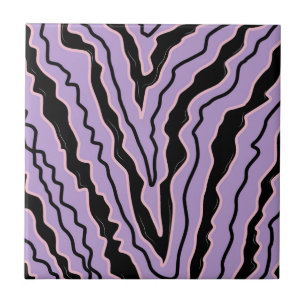 Abstract Black Purple Marble Stripe Bold Modern Tile