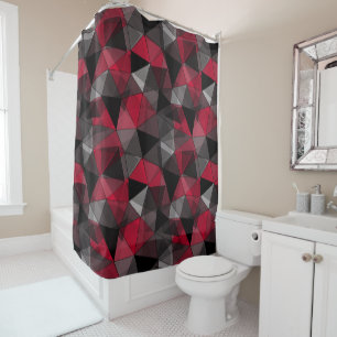 Abstract Black, red, gray geometric. Shower Curtain