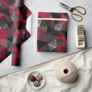 Abstract Black, red, gray geometric. Wrapping Paper