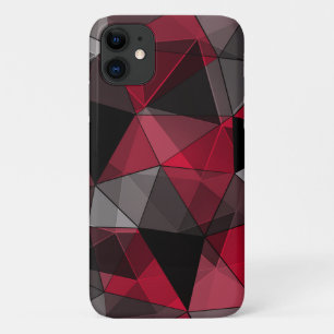 Abstract Black, red, grey geometric. iPhone 11 Case