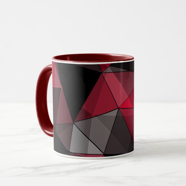 Abstract Black, red, grey geometric.  Mug (Front Left)